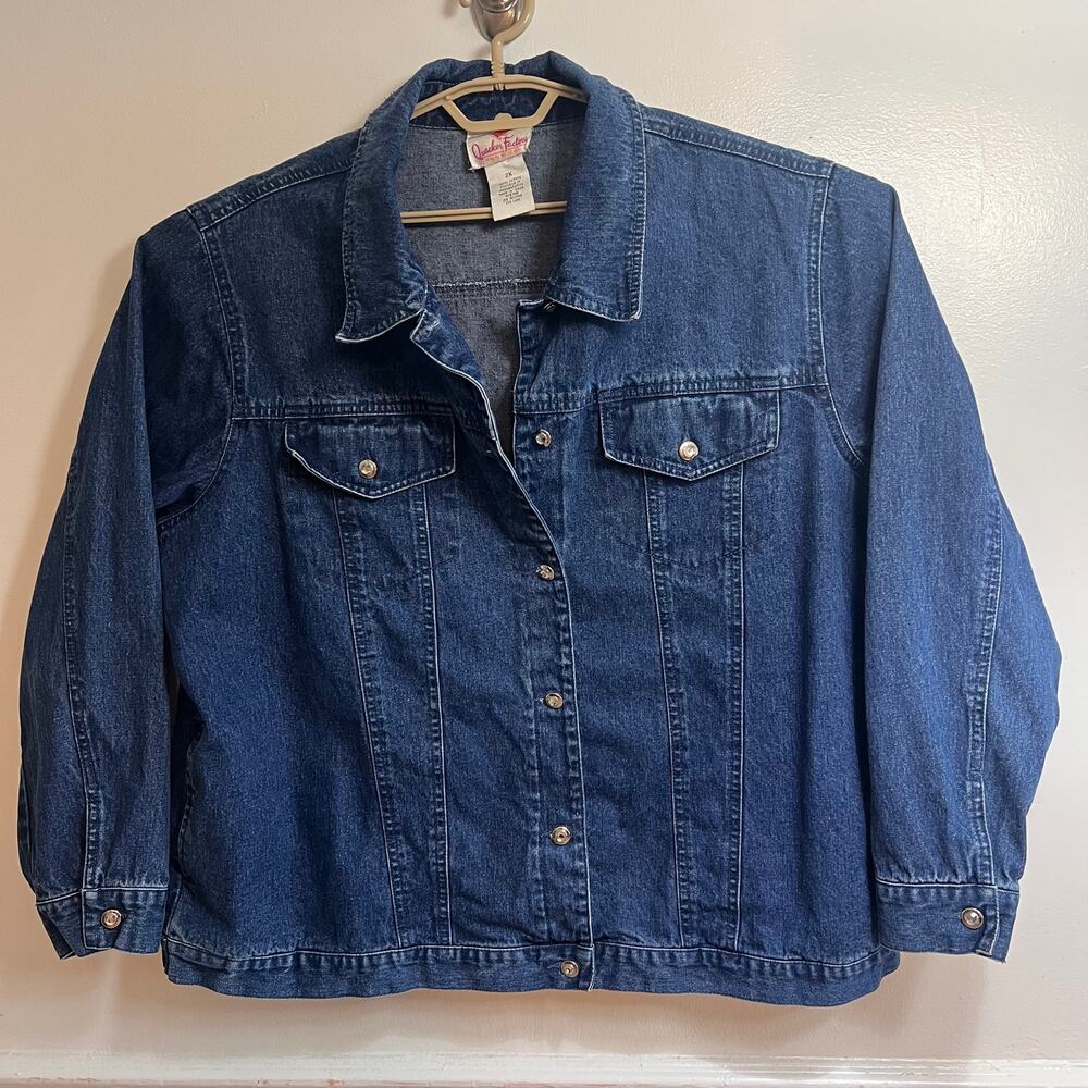 Quacker Factory Denim Jacket | Size 2X | Blue 100% Cotton Classic Button Front